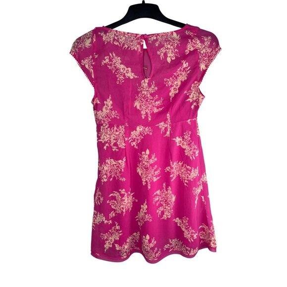 Free People Mazzi Pink Floral Mini Dress Cap Sleeves Keyhole Back Size XS - Picture 4 of 16